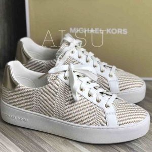 Michael Kors Poppy Lace Up Diagonal Weave Natural